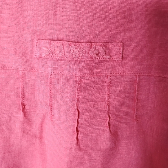 100% Linen Twin Set | Coral Button Shirt + Matching Tank | M/L - Picture 6 of 13